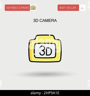 icona vettore semplice da 3D telecamere. Illustrazione Vettoriale