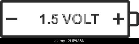 Modello di design con icona vettoriale per batteria AAA da 1,5 V. Illustrazione Vettoriale