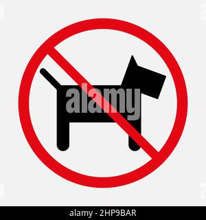 Nessuna icona cane. Non sono ammessi animali domestici. Cartello di divieto Illustrazione Vettoriale