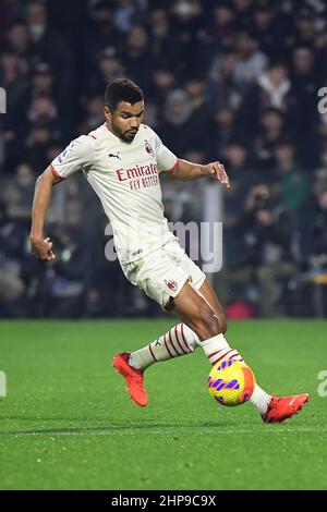 Salerno, Italia. 19th Feb 2022. Milan's Forward Junior Messias in azione durante US Salernitana vs AC Milan, italian soccer Series A match in Salerno, Italy, February 19 2022 Credit: Independent Photo Agency/Alamy Live News Foto Stock