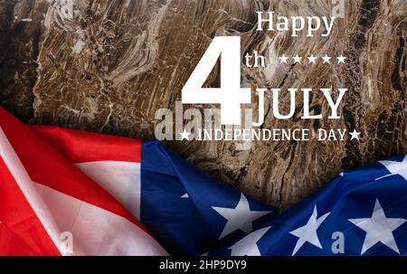 Banner Happy Presidents Day con 4th di luglio, bandiere americane. USA Independence Day, American Labor Day, Memorial Day, US election Concept. Foto Stock