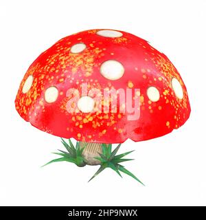 cartoon fungo rosso bianco amanita. 3d illustrazione Foto Stock