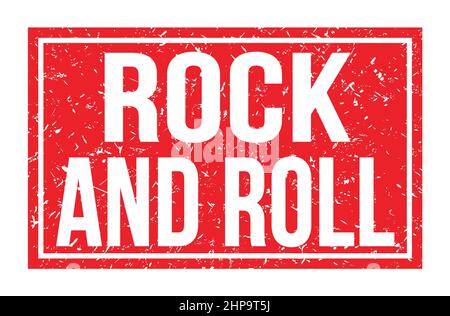 ROCK AND ROLL, parole scritte sul segno rosso del timbro rettangolare Foto Stock