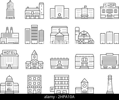 Building Architecture Collection Icons Set Vector . Illustrazione Vettoriale