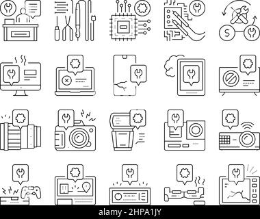 Icone di Electronic Repair Collection Set Vector . Illustrazione Vettoriale