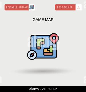 Mappa di gioco semplice icona vettoriale. Illustrazione Vettoriale