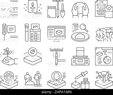 Soil Testing Nature Collection icone Set Vector . Illustrazione Vettoriale