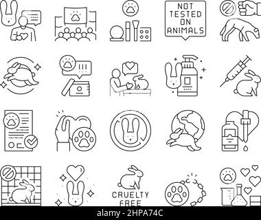 Crudeltà Free Animals Collection icone Set Vector . Illustrazione Vettoriale