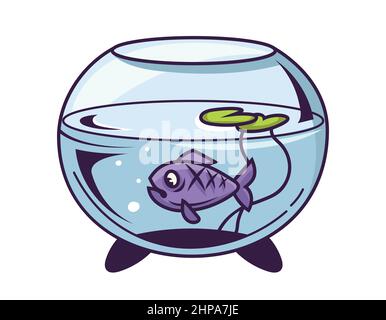 Nuoto di pesce in acquario. Illustrazione in stile cartone animato. Illustrazione Vettoriale