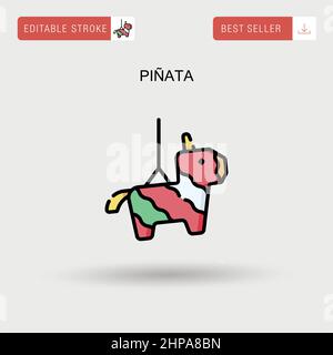 Piñata semplice icona vettoriale. Illustrazione Vettoriale