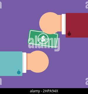 Grafica vettoriale di dare denaro. Ideale per contenuti aziendali, finanziari, ecc. Foto Stock