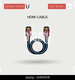Icona vettore semplice del cavo HDMI. Illustrazione Vettoriale