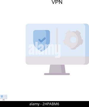 Icona vettore semplice VPN. Modello di disegno del simbolo di illustrazione per l'elemento dell'interfaccia utente mobile Web. Illustrazione Vettoriale