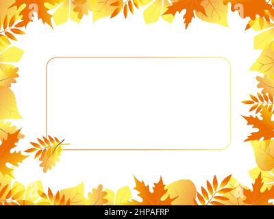 Striscione in stile autunnale su sfondo bianco. Lettere benvenuto autunno circondato da elementi. Teiera, tazza e foglie d'autunno. Tavolozza delicata. Fare Illustrazione Vettoriale