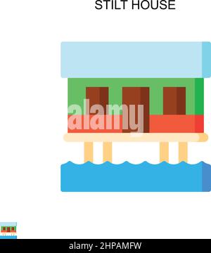 Icona vettoriale semplice della casa di stilt. Modello di disegno del simbolo di illustrazione per l'elemento dell'interfaccia utente mobile Web. Illustrazione Vettoriale