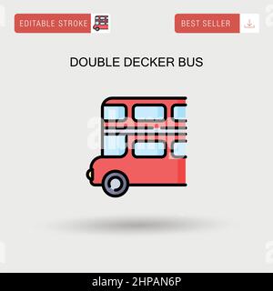 Icona vettore semplice bus a due piani. Illustrazione Vettoriale