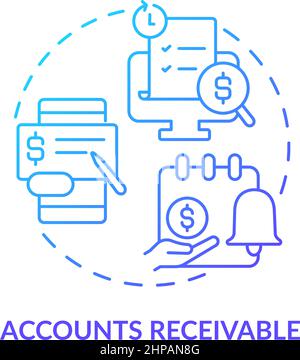 Icona del concetto di gradiente blu crediti verso clienti Illustrazione Vettoriale