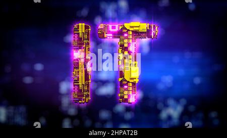 È rosa brillante - testo giallo neon in stile cyber punk - industriale 3D illustrazione Foto Stock