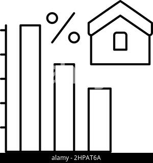 immagine vettoriale icona diminuzione ipotecario nella riga pagamenti interessi Illustrazione Vettoriale