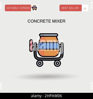 Calcestruzzo miscelatore semplice icona vettoriale. Illustrazione Vettoriale