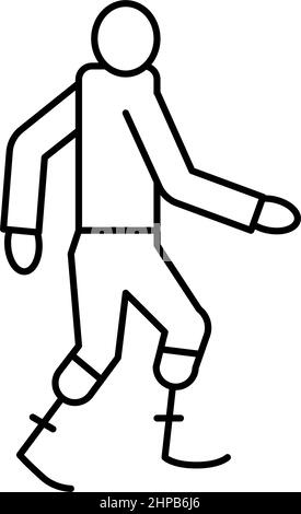immagine vettoriale dell'icona della linea di protesi umana con le gambe Illustrazione Vettoriale
