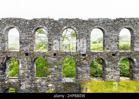 Ynysypandy Slate Mill Ruin, Cwmystradllyn, Snowdonia, Galles, Regno Unito Foto Stock