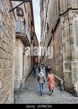 Carrer dels Comtes, quartiere gotico, Barcellona, Catalogna, Spagna. Foto Stock