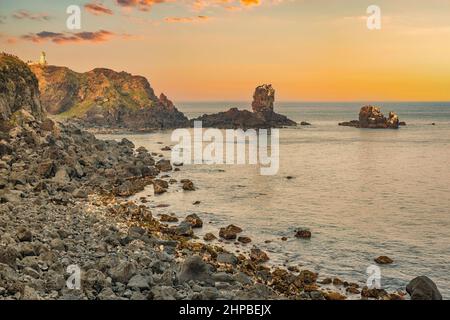 Jeju Island Corea del Sud, paesaggio naturale a Jeju do Seopjikoji Rock Foto Stock
