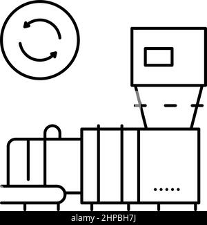 immagine vettoriale dell'icona della linea della macchina per il riciclaggio dei rifiuti Illustrazione Vettoriale