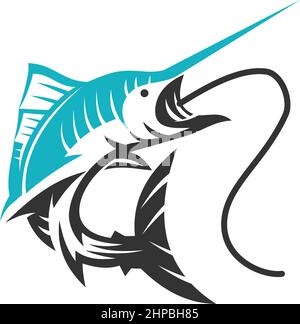 Marlin pesca sport icona Illustrazione Brand Identity Illustrazione Vettoriale