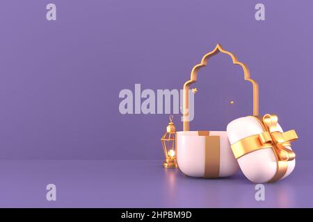 Ramadan Kareem saluto sfondo Islamico 3D disegno illustratore Foto Stock