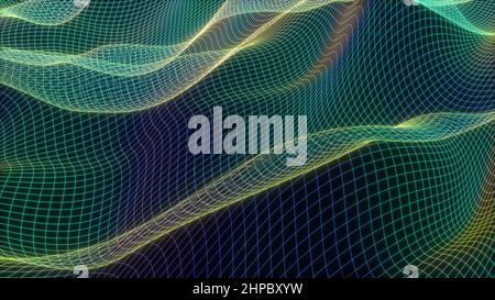 Color wave grid sfondo colorato tecnologia informatica concetto flusso di dati Scienza medicina futuristica motion graphic3d render Foto Stock
