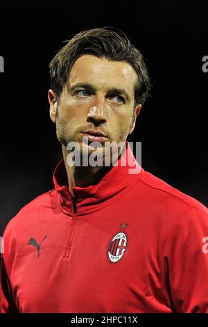 Salerno, Italia. 11th Ott 2021. Antonio Mirante giocatore di Milano, durante la partita della Serie Italiana A campionato tra Salernitana vs risultato finale Milano, Salernitana 2, Milano 2, partita disputata allo Stadio Arechi. Salerno, Italia, 19 febbraio 2022. Credit: Vincenzo Izzo/Alamy Live News Foto Stock