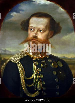 Giovane Vittorio Emanuele II, 1820-1878, Re di Sardegna, 1849-1861, assunse il titolo, Re d'Italia, divenne il primo re, indipendente, italia unita, dal 6th secolo, un titolo che tenne fino alla sua morte nel 1878, Italia, Italiano, ( unificazione e creazione del Regno d'Italia.) Foto Stock