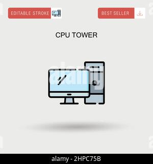 Icona vettore semplice torre CPU. Illustrazione Vettoriale