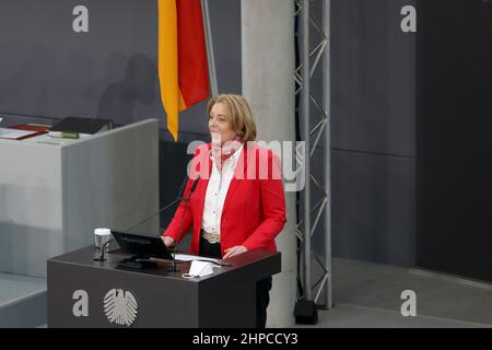 Berlino, Germania, 13 febbraio 2022. Bärbel Bas, presidente del Bundestag tedesco e quindi n. 2 nella classifica del protocollo tedesco. Foto Stock