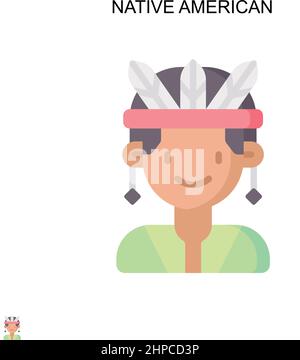 Icona vettore semplice americana nativa. Modello di disegno del simbolo di illustrazione per l'elemento dell'interfaccia utente mobile Web. Illustrazione Vettoriale