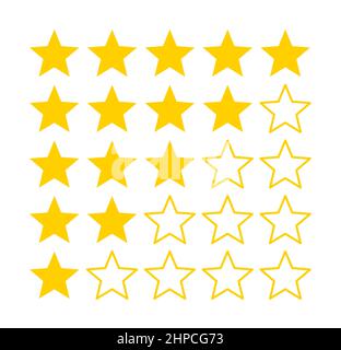 5 stelle bage isolato. Cinque stelle in una riga Illustrazione Vettoriale