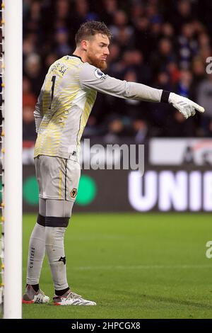 Wolverhampton, Regno Unito. 20th Feb 2022. Jose SA, il portiere di Wolverhampton Wanderers in azione durante il gioco. Premier League Match, Wolverhampton Wanderers / Leicester City al Molineux Stadium di Wolverhampton, Inghilterra, domenica 20th febbraio 2022. Questa immagine può essere utilizzata solo a scopo editoriale. Solo per uso editoriale, licenza richiesta per uso commerciale. Nessun uso in scommesse, giochi o un singolo club/campionato/player pubblicazioni. pic di Steffan Bowen/Andrew Orchard sport fotografia/Alamy Live news credito: Andrew Orchard sport fotografia/Alamy Live News Foto Stock