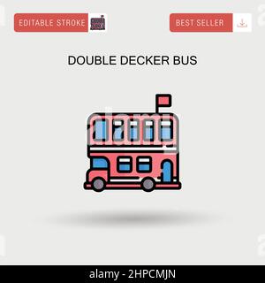 Icona vettore semplice bus a due piani. Illustrazione Vettoriale