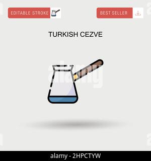 Icona vettoriale semplice cezve turca. Illustrazione Vettoriale