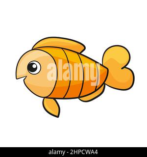 Illustrazione vettoriale dei pesci dell'acquario. Icona colorata dei cartoni animati per il tuo design. Piccolo pesce carino su sfondo bianco Illustrazione Vettoriale