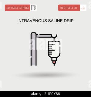 Icona vettore semplice fleboclisi salina per infusione endovenosa. Illustrazione Vettoriale