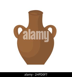 Cartoon antico vaso - anfora marrone. Logo di illustrazione vettoriale, icona su bianco Illustrazione Vettoriale