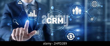 CRM Customer Relationship Management. Concetto di orientamento al cliente. Foto Stock