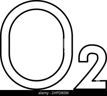 immagine vettoriale dell'icona della linea di ossigeno o2 Illustrazione Vettoriale