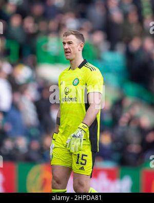 20th febbraio 2022 ; Celtic Park, Glasgow, Scozia; calcio della prima lega scozzese Celtic FC Versus Dundee: Portiere celtico Joe Hart Foto Stock