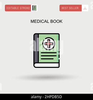 Libro medico semplice icona vettoriale. Illustrazione Vettoriale