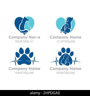 Set PET Health logo disegni vettoriale, Animal Care logo disegni Concept.EPS 10 Illustrazione Vettoriale