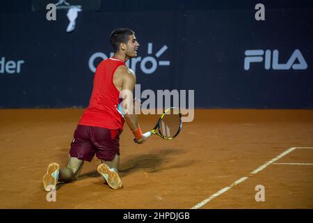 Rio de Janeiro, Brasile. 20th feb, 2022. In su sulla corte Guga Kuerten, al Rio Open 2022, tenuto al Jockey Club Brasileiro, che si svolge dal 12 al 20 febbraio, questa Domenica (20), a Rio de Janeiro, RJ credito: Celso Pupo/FotoArena/Alamy Live News Foto Stock